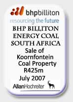 BHP Billiton - Sale of Koornfontein Coal Property